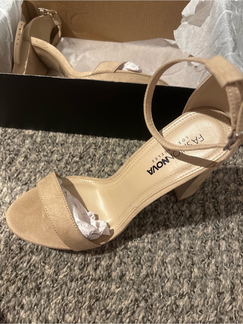 Fashion Nova Women's Ankle-Strap Heels in Nude